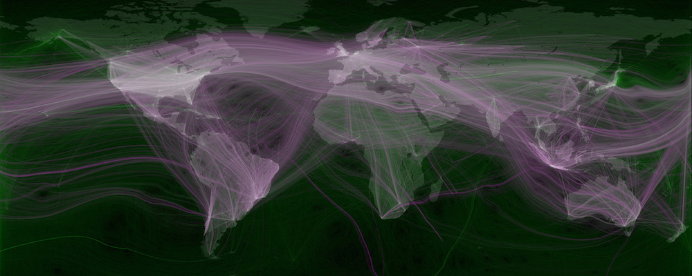 Weltweite Twitter-Netzwerke visualisiert.