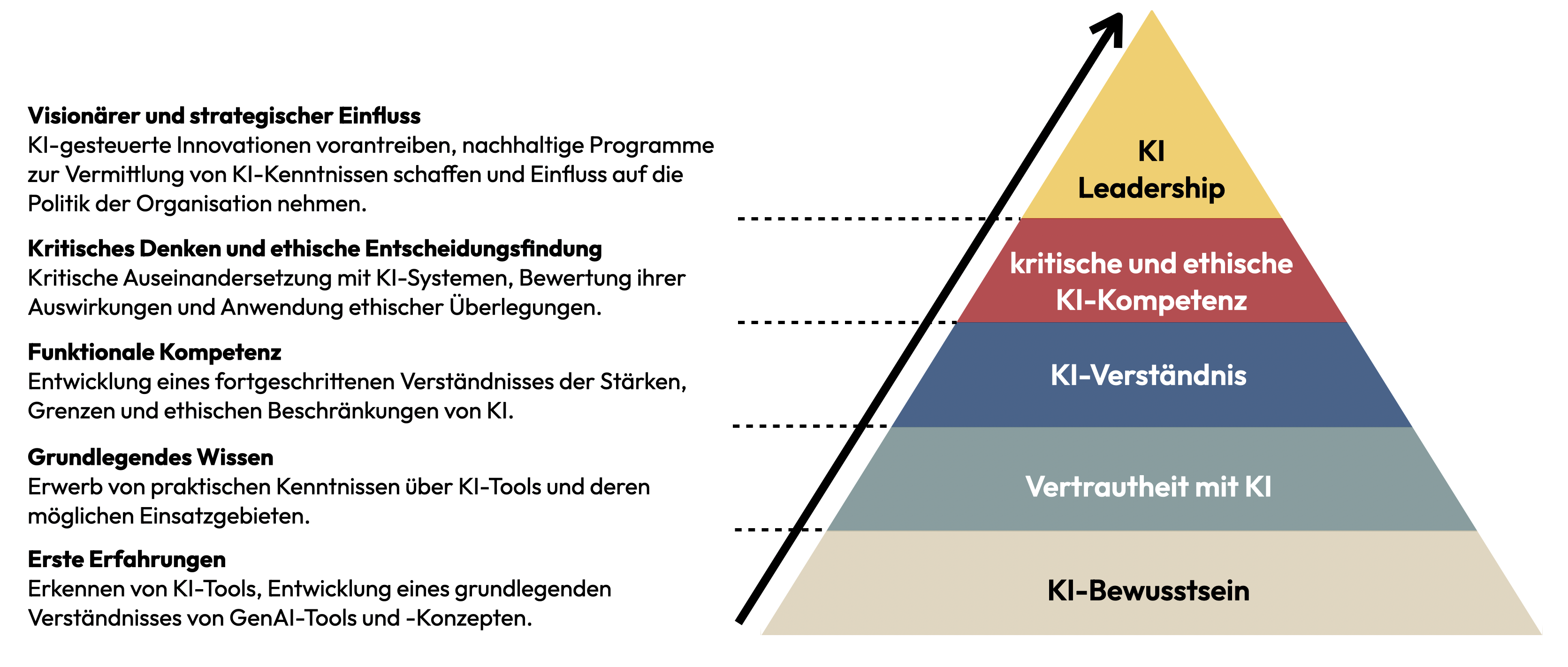 5 Ebenen des KI-Reifegrades: Wie sich Führungskräfte in Organisationen weiterentwickeln können.