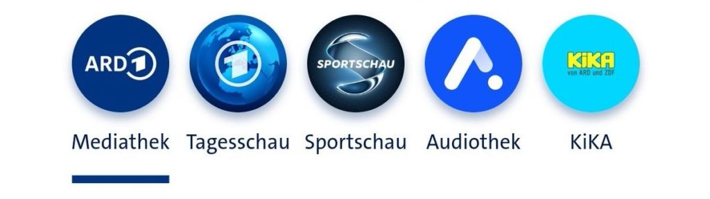 Die Big Five der ARD: Mediathek, Tagesschau, Sportschau, Audiothek, Kinderkanal.